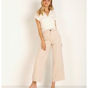 ROLLA'S Cream Striped Cropped Pants